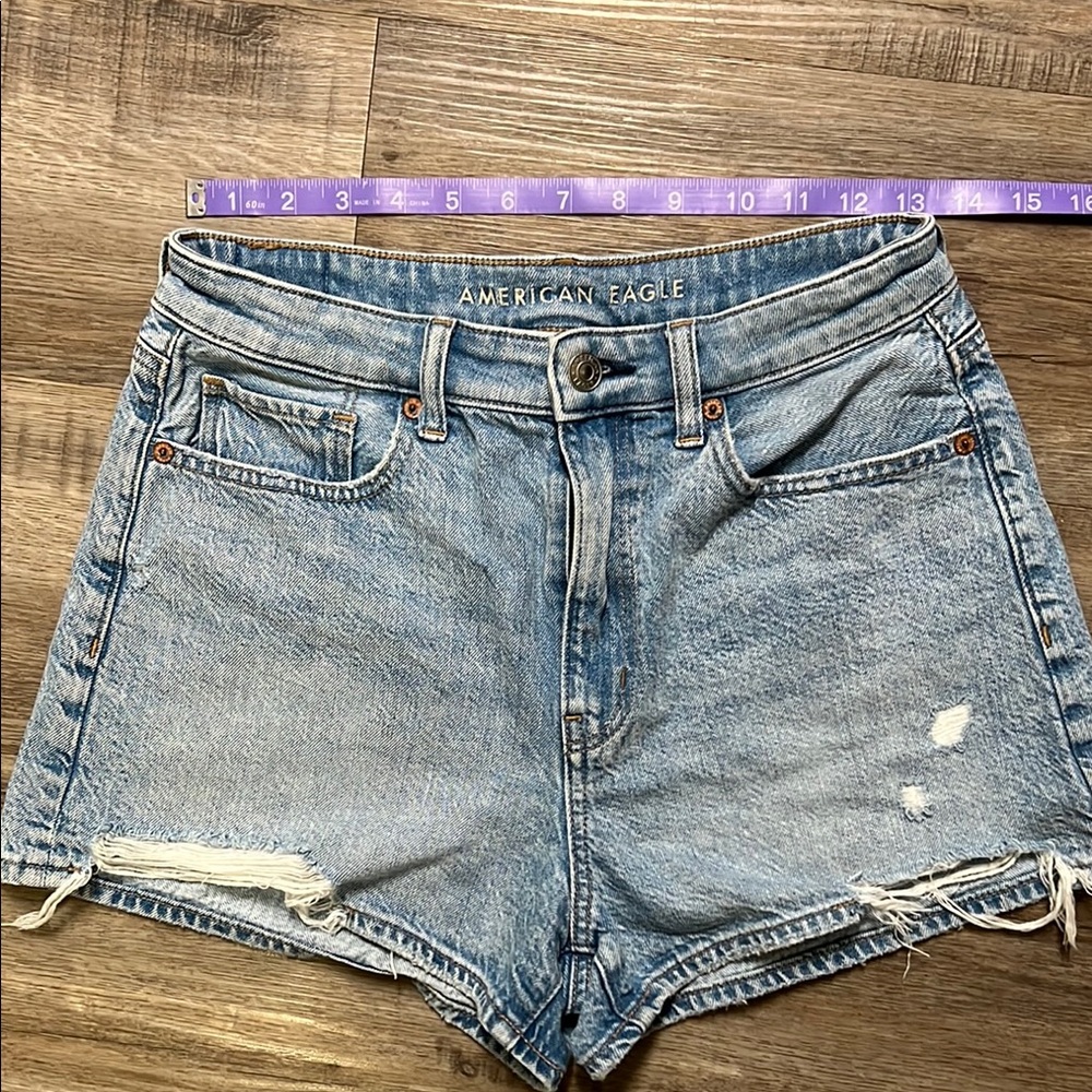 American Eagle Outfitters Blue Jean Shorts High-Waisted Distressed